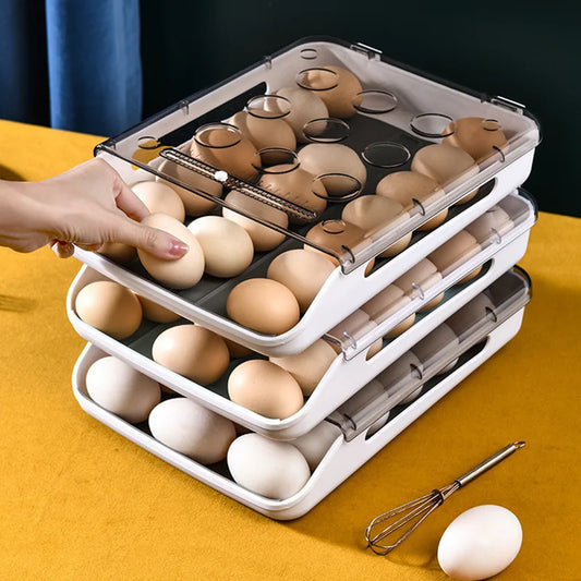 Boîte de rangement pour œufs de réfrigérateur, réfrigérateur de cuisine, boîte de rangement pour la conservation de la maison, boîte à œufs empilable en plastique, plateau multicouche