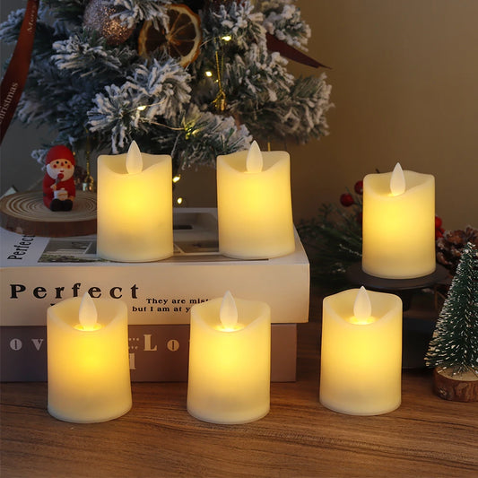 Lot de 6 bougies électriques scintillantes à piles, en plastique, sans flamme, à LED, pour décoration de mariage, de maison