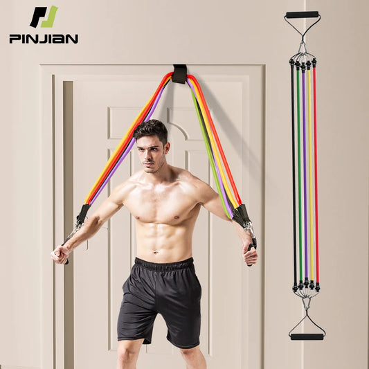 Lot de 10 à 14 bandes de résistance pour musculation, corde de traction, tendeur multifonction, ceinture d'entraînement musculaire, bandes élastiques