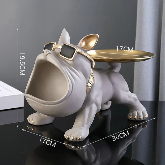 Figurine bouledogue de 30 cm, décoration d'intérieur, boîte de rangement, ornement animalier, sculpture artisanale en résine, figurine pour chiot