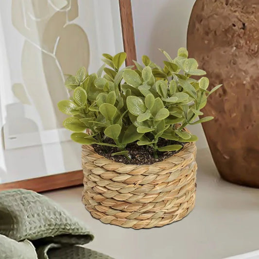 Plantes artificielles vertes, herbe d'eucalyptus tissée, petites plantes en pot, monticule d'herbe, matériau PE, décoration créative pour la maison et le bureau