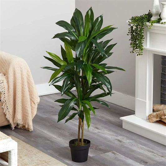 Dracaena artificiel d'intérieur, 120 cm/150 cm de haut, arbre décoratif en pot avec branches et feuilles réglables