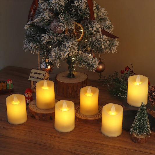 Lot de 6 bougies électriques scintillantes à piles, en plastique, sans flamme, à LED, pour décoration de mariage, de maison