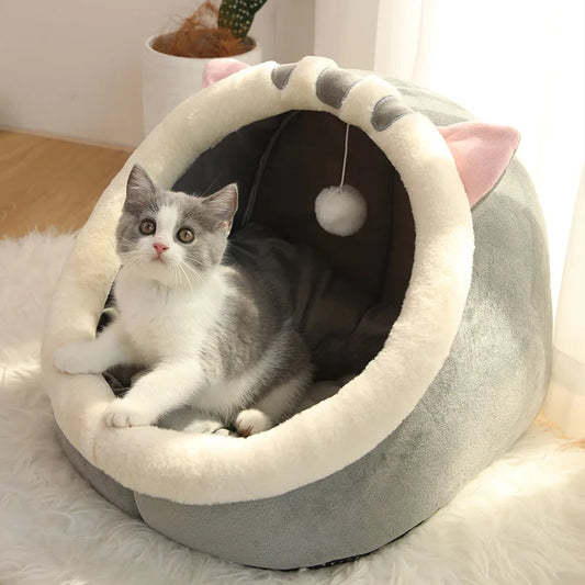 Lit pour chat à sommeil profond, pliable, amovible et lavable, motif dessin animé, pour petit chien