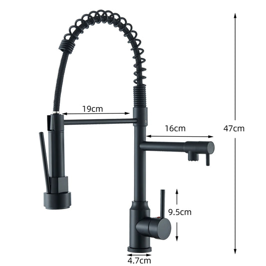 Robinet de cuisine à ressort extractible, mitigeur à levier unique, eau chaude et froide, pour évier de cuisine, double bec, robinets à grue