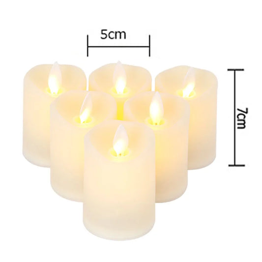 Lot de 6 bougies électriques scintillantes à piles, en plastique, sans flamme, à LED, pour décoration de mariage, de maison