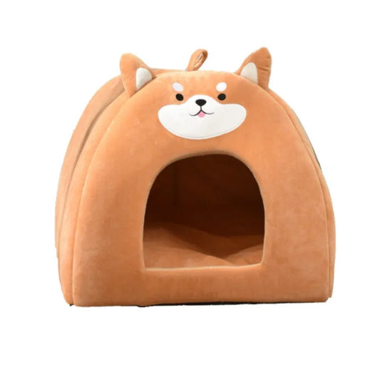 Lit pour chat en forme de Shiba Inu, doux et chaud, en peluche à poils courts, lit de couchage universel pour toutes les saisons, petits et moyens chiens