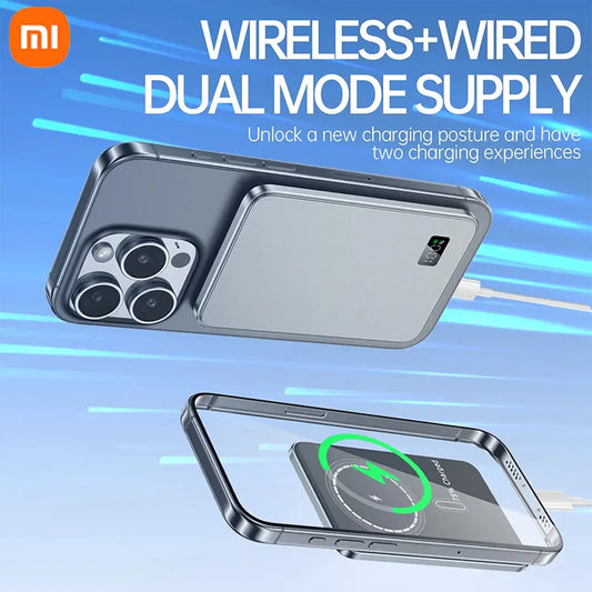 Xiaomi Batterie externe magnétique sans fil fine 10 000 mAh PD20W à charge rapide pour Magsafe, compatible avec iPhone et Samsung