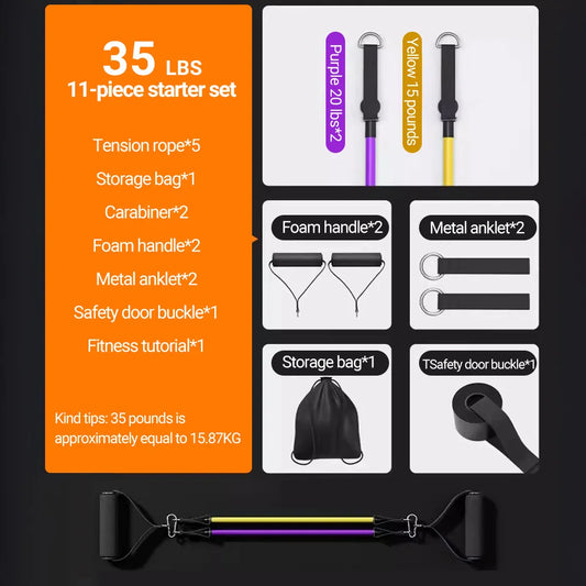 Lot de 10 à 14 bandes de résistance pour musculation, corde de traction, tendeur multifonction, ceinture d'entraînement musculaire, bandes élastiques