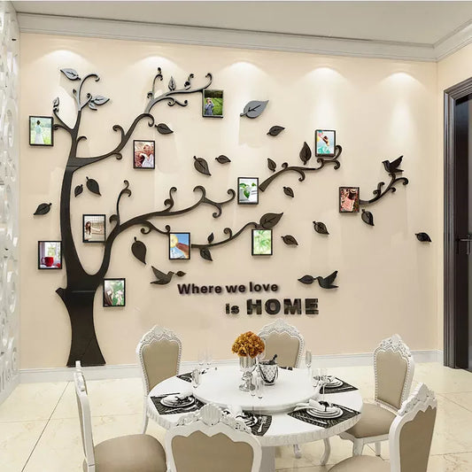 Grand cadre photo en acrylique avec motif arbre, décoration murale pour salon, chambre à coucher, cadre photo, autocollants 3D DIY, décoration d'intérieur