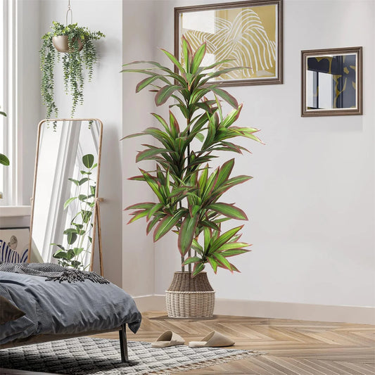 Dracaena artificiel d'intérieur, 120 cm/150 cm de haut, arbre décoratif en pot avec branches et feuilles réglables