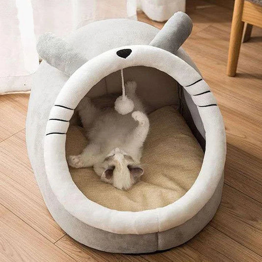 Lit pour chat à sommeil profond, pliable, amovible et lavable, motif dessin animé, pour petit chien