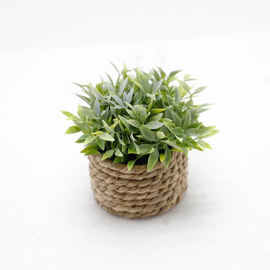 Plantes artificielles vertes, herbe d'eucalyptus tissée, petites plantes en pot, monticule d'herbe, matériau PE, décoration créative pour la maison et le bureau