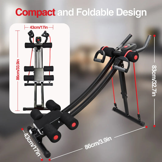 GIKPAL Appareil Abdominal Pliable, Équipement d'Entraînement Abdominal pour Gym à Domicile, Entraîneur Abdominal et Core, Équipement de Fitness, Charge Max 440lbs, Écran LCD