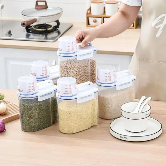 Seau de stockage en plastique pour nourriture pour chiens et chats de 2 kg avec tasse à mesurer, récipient étanche à l'humidité, fournitures pour animaux de compagnie, accessoires