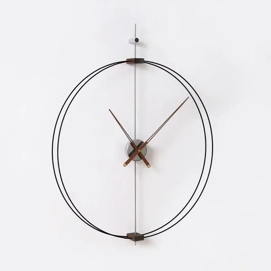 Horloge murale artistique silencieuse en Espagne, grande horloge de salon, créative, de luxe, minimaliste, avec pointeur en bois massif, décoration d'intérieur